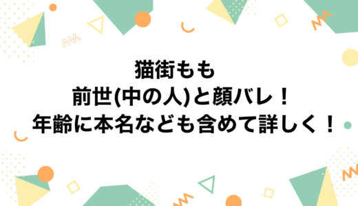 猫街ももの前世(中の人)と顔バレ！年齢に本名なども含めて詳しく！